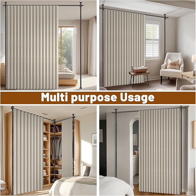 100% Blackout Room Divider Curtains Sets Cream White W100 x L84 in, 1 Panel