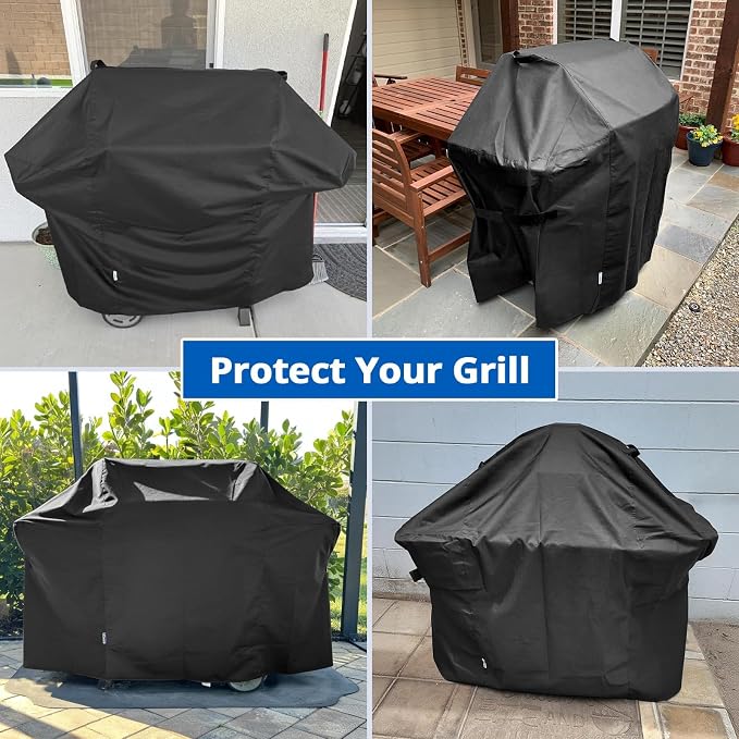 SunPatio 58 Inch Outdoor Grill Cover, Compatible for Weber Genesis II, Genesis 300 and II LX 300 Series Gas Grills, Heavy Duty Waterproof Barbecue Cover, Compared to Weber 7130, 58"W x 25"D x 44.5"H
