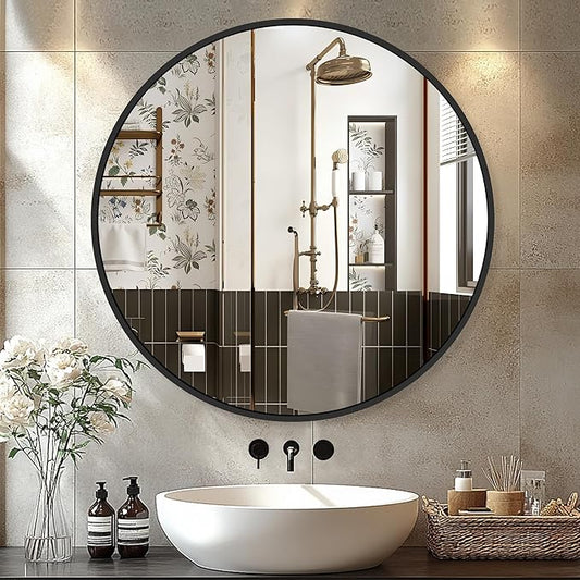 Black Round Mirror 22 Inch, Circle Wall Mirrors