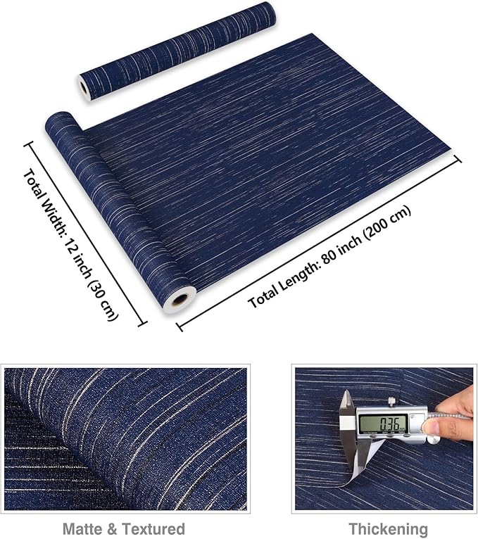 CRE8TIVE Dark Blue Grasscloth Peel and Stick Wallpaper Textured Blue Contact