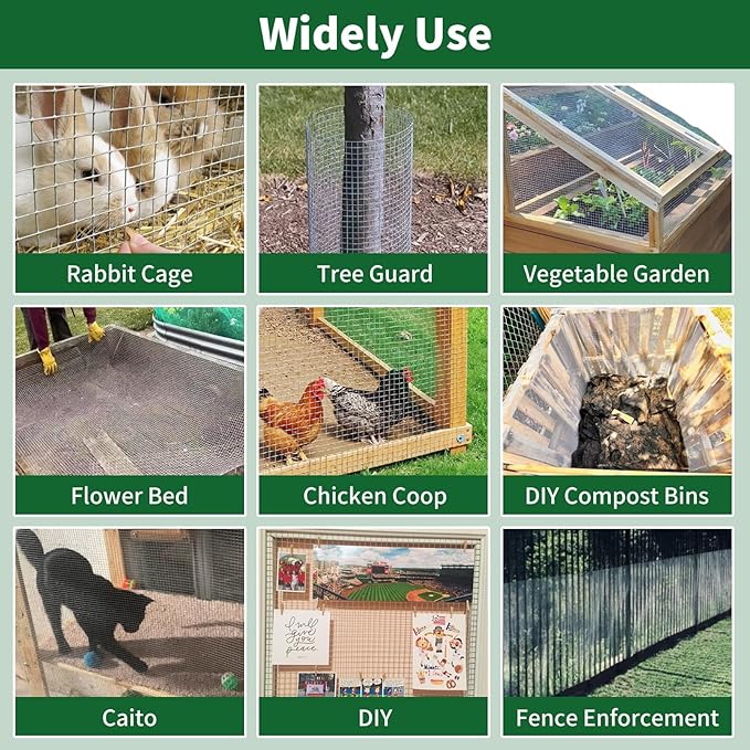 Amagabeli Hardware Cloth 1/4 inch 36 inch x 50ft Chicken Wire 23 Gauge Galvanized Weld Wire Mesh Roll Fencing Garden Netting for Poultry Rabbit Snake Gopher Cage Raised Bed Vegetable Tree Bird Quail
