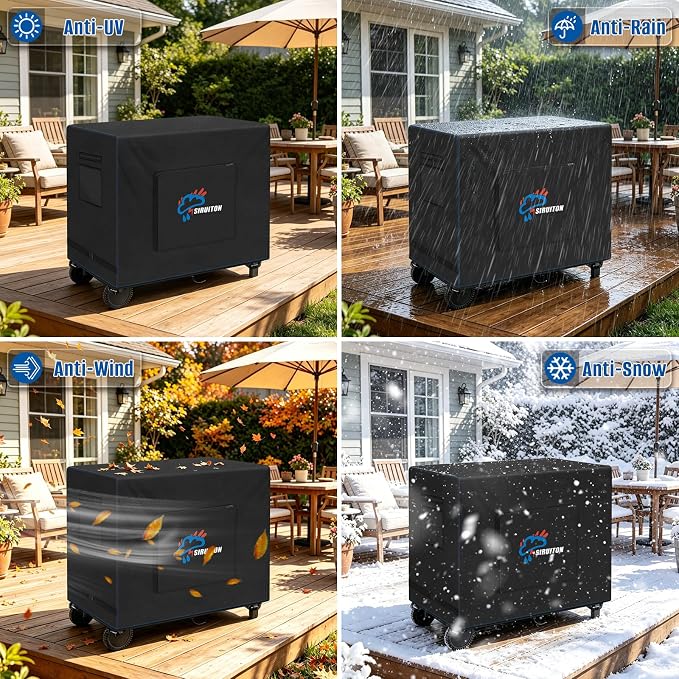 SIRUITON Outdoor Bar Cart Cover for 36 Inch Portable Outdoor Table, Heavy Duty 600D Oxford Fabric Outdoor Waterproof BBQ/Worktable Metal Movable Table Cover