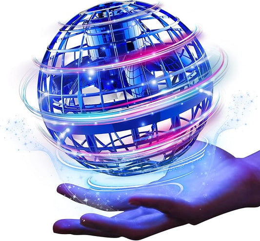 Ciniffo Flying Orb Ball Toy 2025 â Light Up Hand Controlled Boomerang Spinner Mini Drone Toy, Hover Cosmic Globe Ball, Cool Christmas & Birthday Gift for Boys Girls Teens Ages 6+ (Blue)