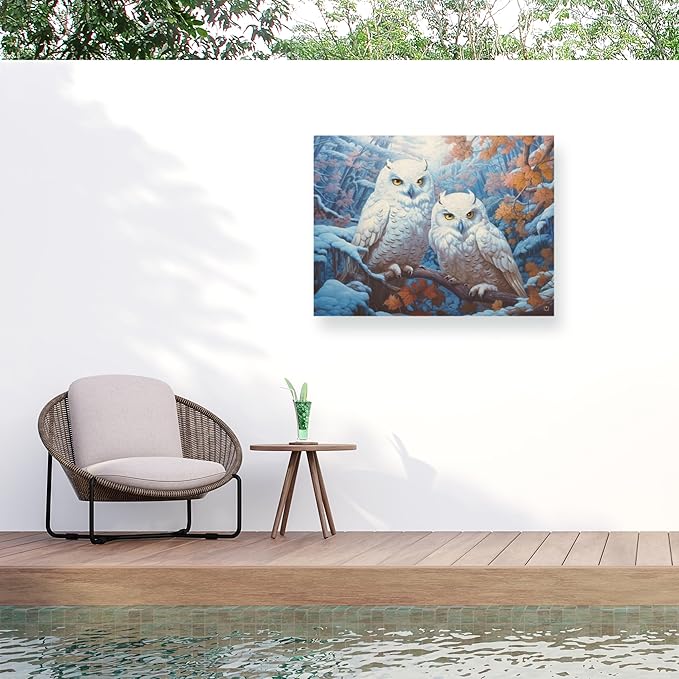 Outdoor Canvas Art - Michael David Ward 'Snowy Owl Winter' Wall Art for Outdoor Spaces, Patios, or Gardens by Trademark Fine Art