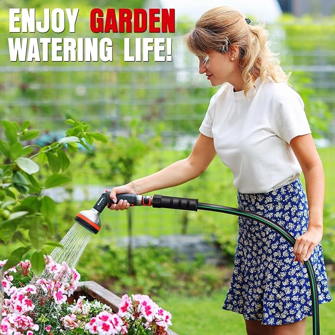 Heavy Duty Garden Hose 75ft, NON-EXPANDABLE Flexible Water Hose, Kink Resistant Lightweight Hybrid Hose, Leakproof Hose Male to Female Fittings