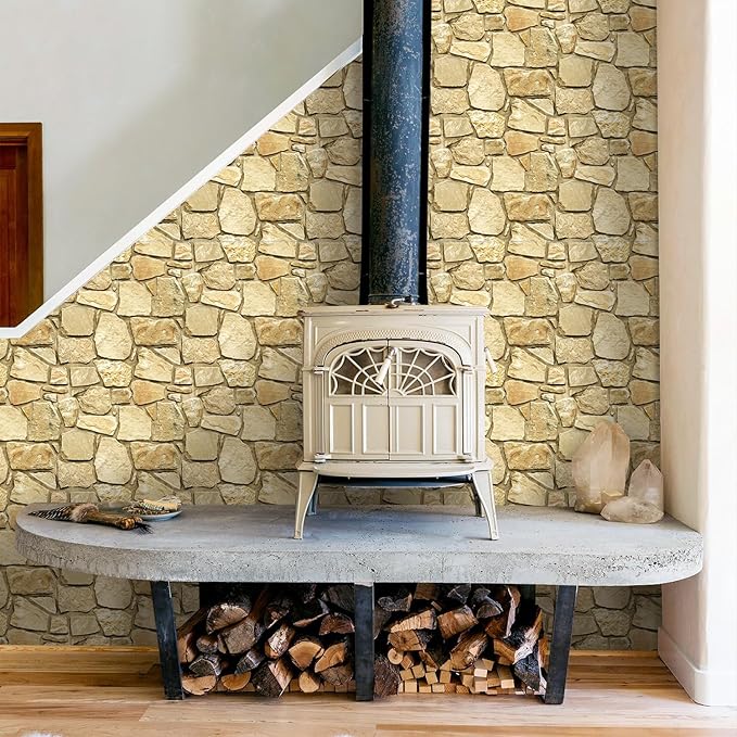 COMSTICKC 3D Faux Stone Wall Panel Peel and Stick Wall Stickers, Not Real Stone