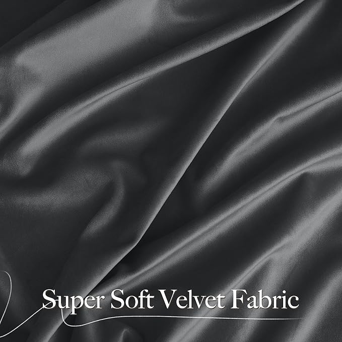 NICETOWN Grey Luxury Velvet Curtain Panels, Home Decoration Window Treatment