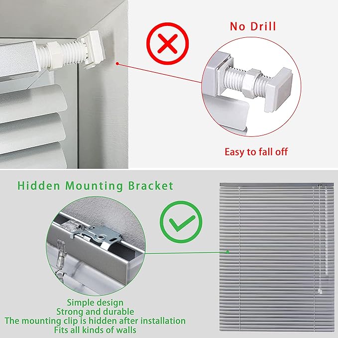 YIIBAII Mini Blinds Suitable for 40" W x 64" H Windows 1" Aluminum Horizontal