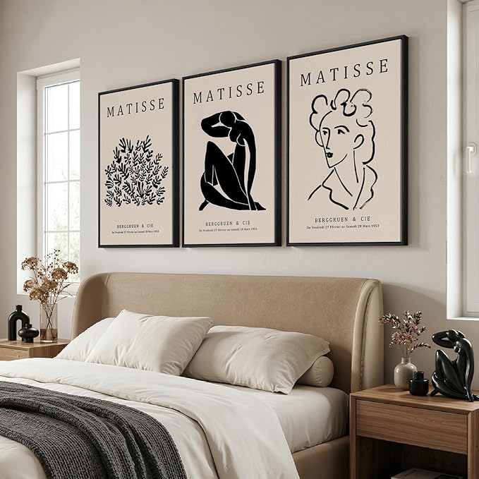 Framed Matisse Canvas Wall Art for Living Room, Modern Aesthetic Pictures for