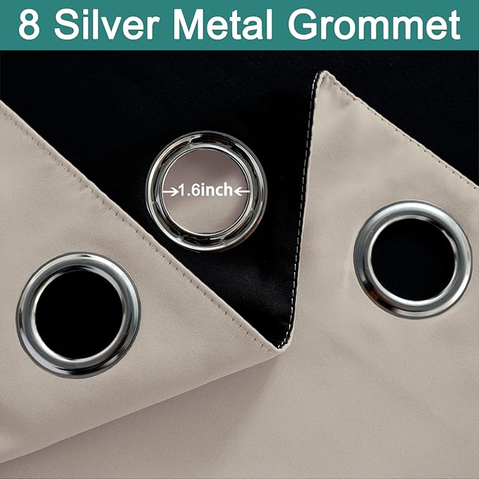 Yakamok Total Blackout Extra Wide Patio Sliding Door Curtains, Grommet Thermal
