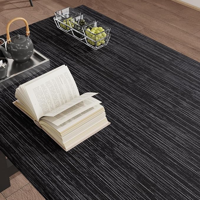 CRE8TIVE Black Grasscloth Peel and Stick Wallpaper Textured Woven Linen Fabric