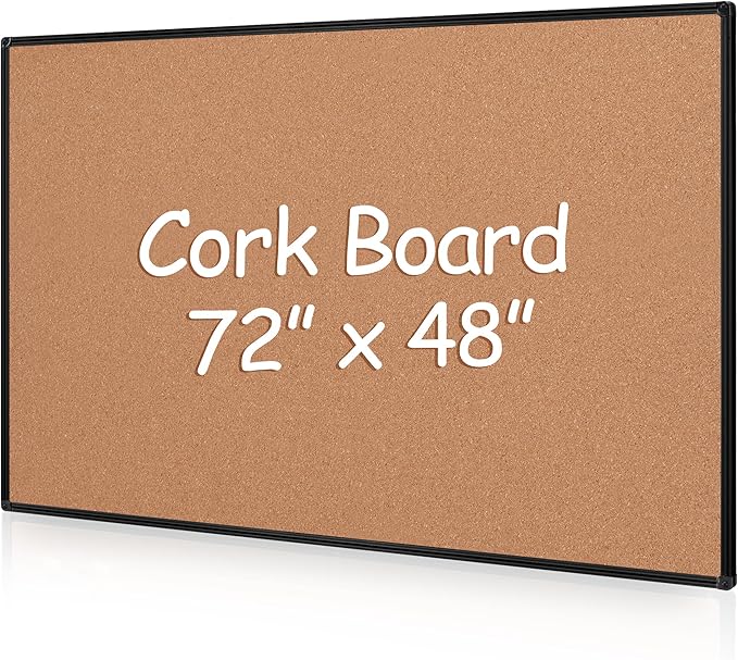 Extra Large Cork Bulletin Board 72" X 48", Wall Mounted Notice Pin Board
