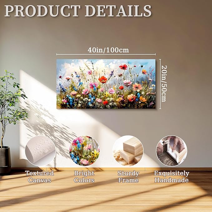 SERIMINO Large Wall Art for Living Room Canvas Prints, Farmhouse Nature Floral