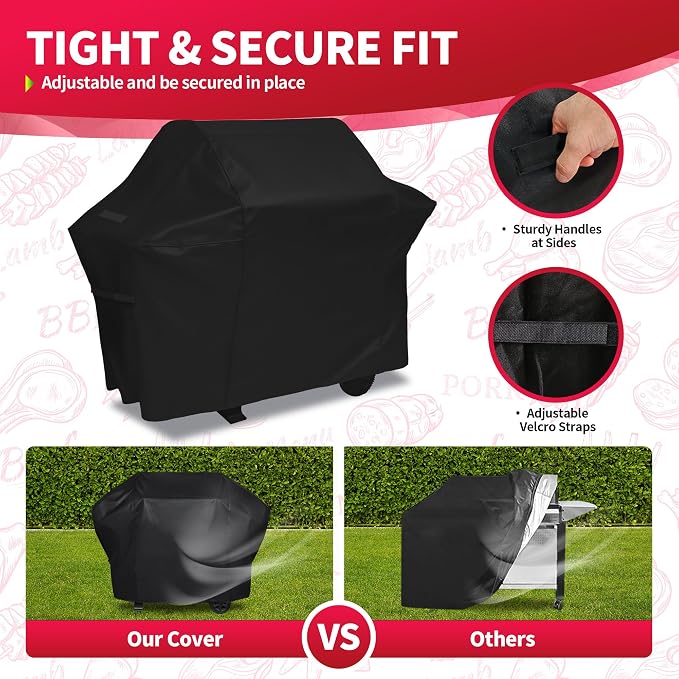 NEXCOVER 72 Inch Grill Cover - 600D Heavy Duty Waterproof and Weather Resistant BBQ Cover for Weber, Char Broil, Nexgrill, Holland - Fade Resistant, Black