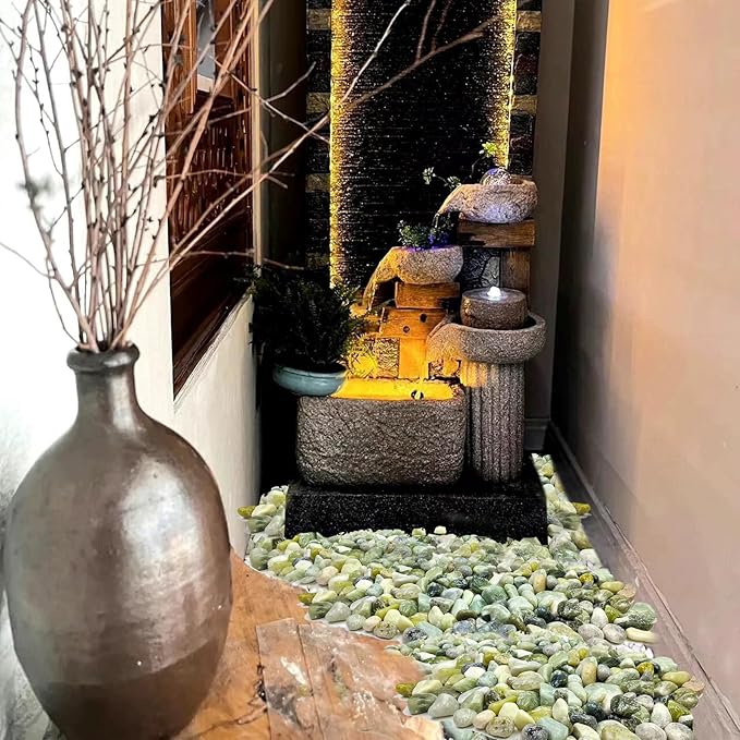 FANTIAN 40 lbs Jade River Rocks for Landscaping, 2-3 Inch Large Polished Pebbles. Decorative Green Gravel Stones for Plants, Vases and Garden