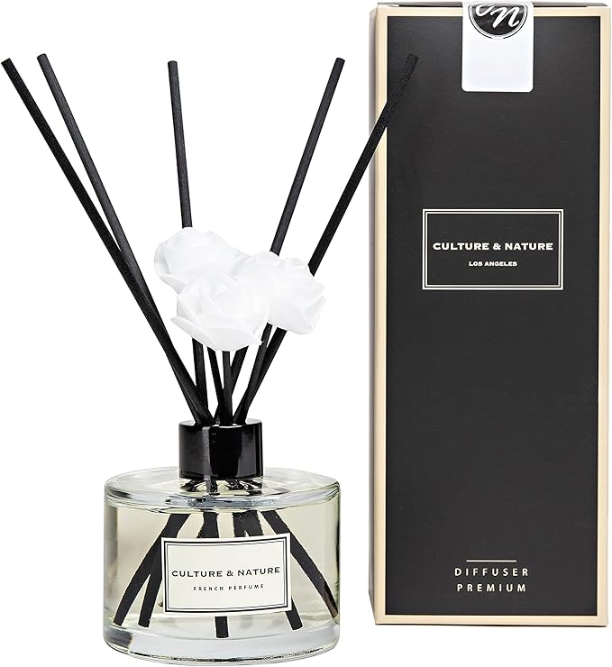 CULTURE & NATURE Reed Diffuser Set 6.7oz (200ml) French Perfume Scented Diffuser with Sticks Home Fragrance Reed Diffuser for Bathroom Shelf Decor