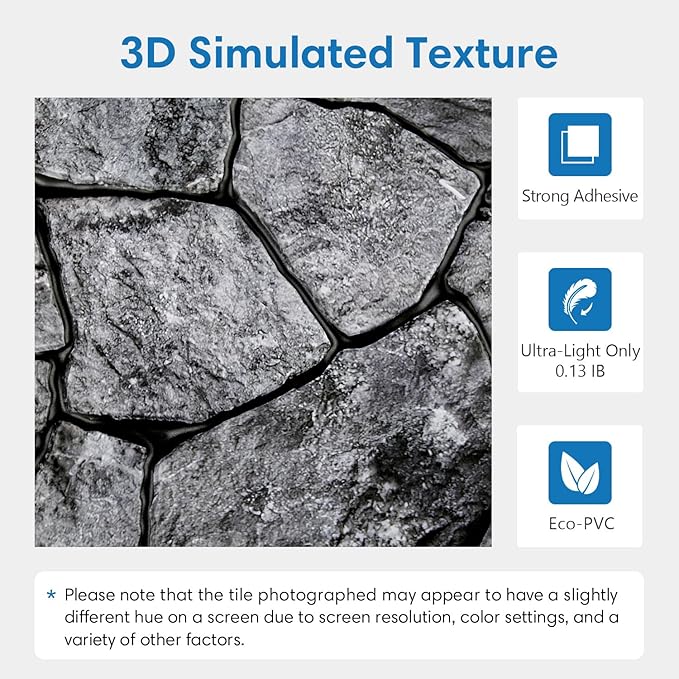 COMSTICKC 3D Faux Stone Wall Panel Peel and Stick Wall Tiles, Ultra-Light Thin