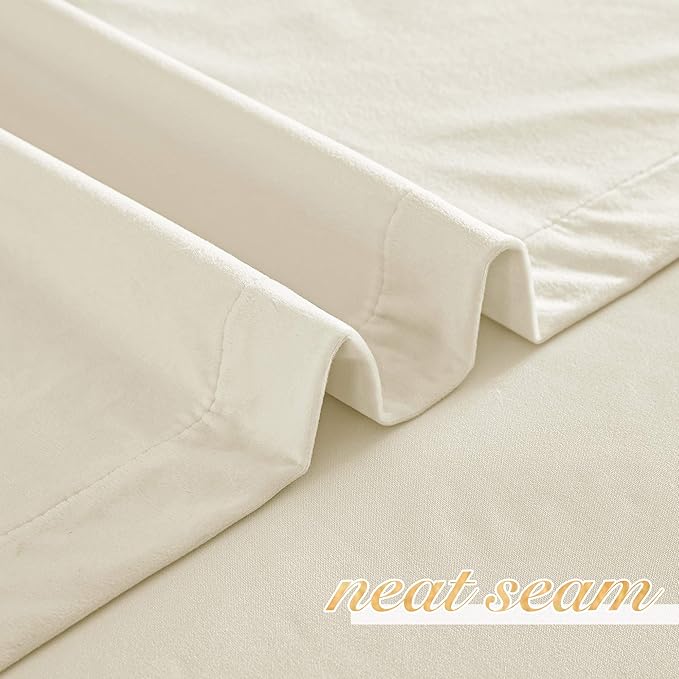 NICETOWN Ivory White Velvet Curtains 90" Length 42" Wide, Luxury and Thick