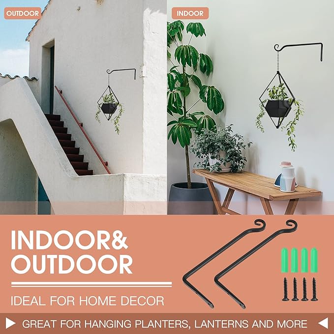 Jardim 2 Pack 10 Inch Premium Decorative Metal Iron Wall Hangers