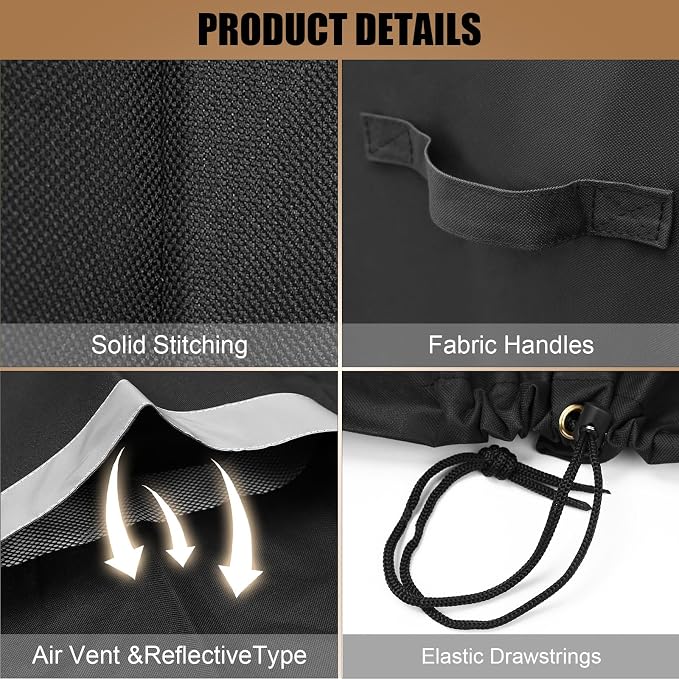 QuliMetal Grill Cover for Traeger Ironwood 885 Wood Pellet Grill, BAC513, Heavy Duty Premium Waterproof Fade Resistant Outdoor BBQ Grill Cover with Elastic Drawstrings, Full Length, Black