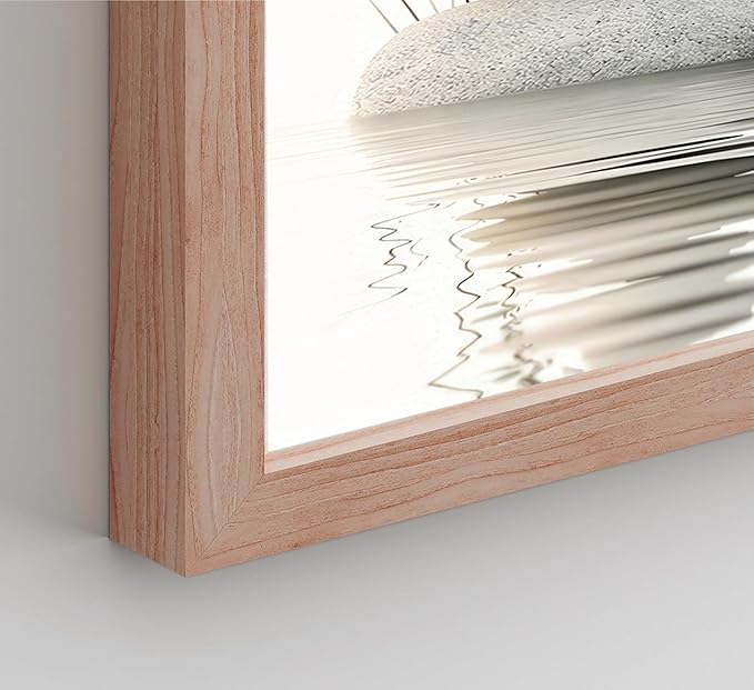 Wooden Frame Zen Stone Canvas Wall Art, Stacked Stones in Water Poster Print.