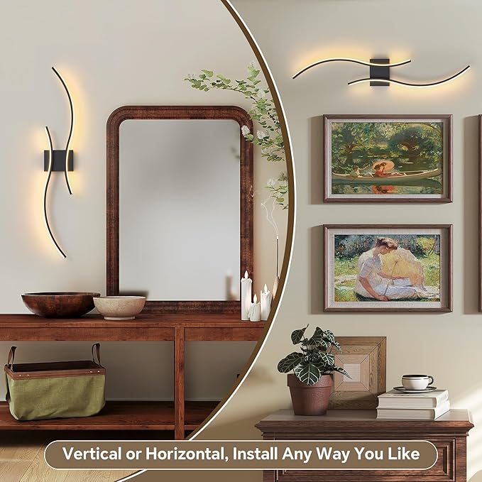 Battery Operated Wall Sconces Set of 2, Dimmable Modern LED Rechargeable Wall