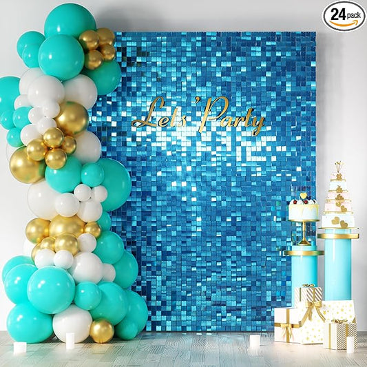 COKAOBE Turquoise Blue Shimmer Wall Backdrop, Photo Backdrops