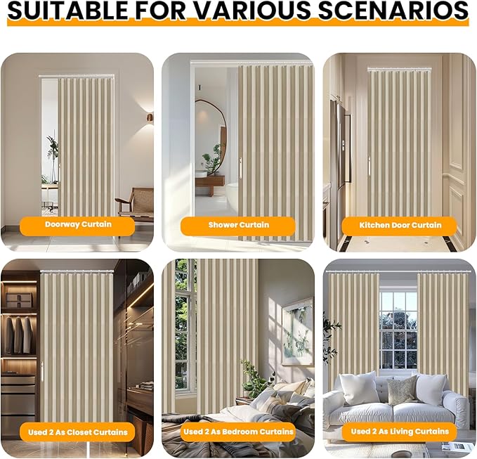 AJAZZ 100% Blackout Folding Door Accordion Door Closet Doors Curtain Invisible