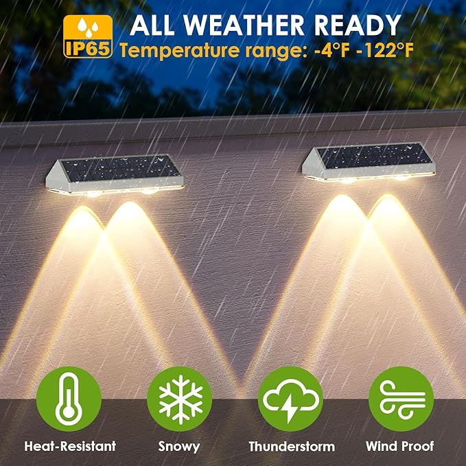 LIANGLOME 2 Pack Solar Fence Lights