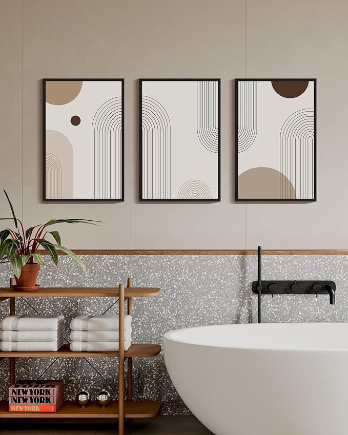 PHOPAGO Boho Wall Art Minimalist Bohemain Framed Wall Printing 16x24in Abstract
