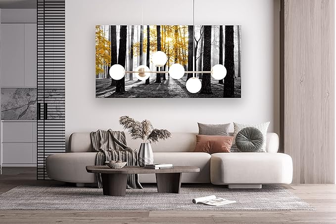 Cao Gen Decor Art S06362 Wall Art Canvas Painting Yellow Tree in Black and