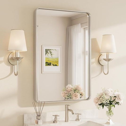TETOTE Brushed Nickel Bathroom Mirror 24 x 36 Inch