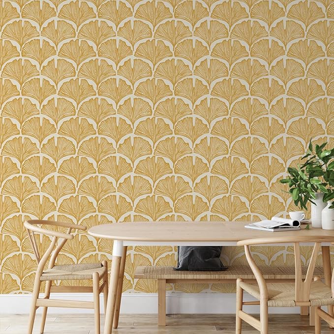 Tempaper x Novogratz Golden Mustard Feather Palm Removable Peel and Stick