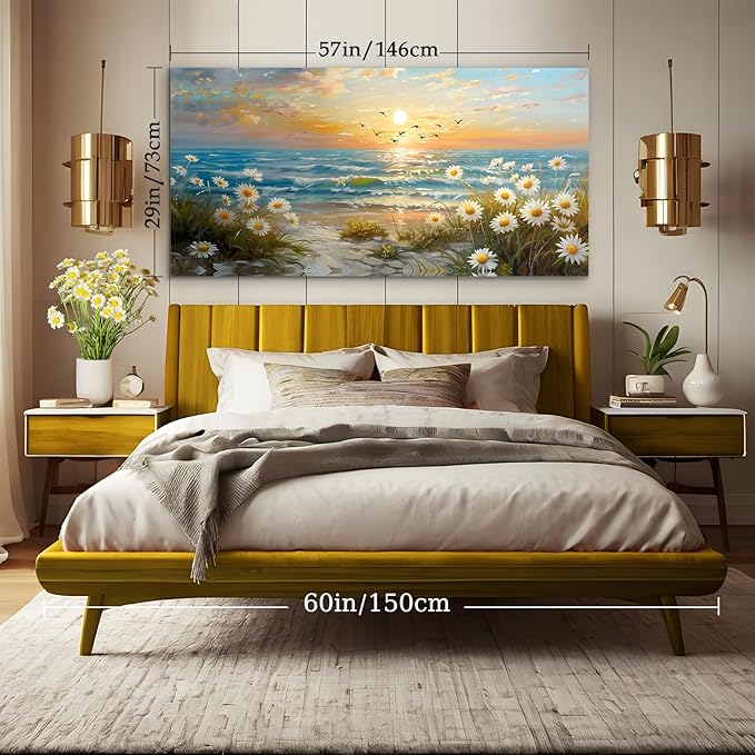 SERIMINO Large Canvas Wall Art Prints, Ocean Sunset Landscape Canvas Prints