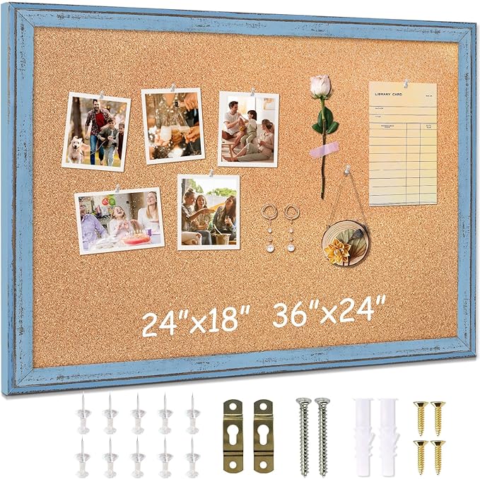 DOLLAR BOSS Cork Boards for Walls, 24 X 18 Inches Bulletin Board Decorative