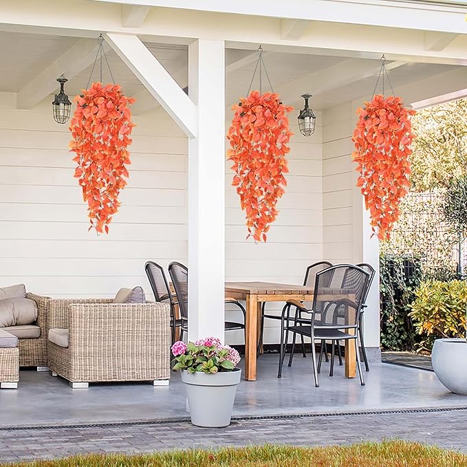 BLEUM CADE Fake Hanging Plants, Faux Orange Vines Hanging Plant