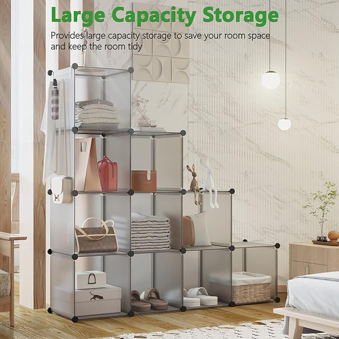 C&AHOME Cube Storage Organizer, 12-Cube Shelves Units, Closet Cabinet, DIY