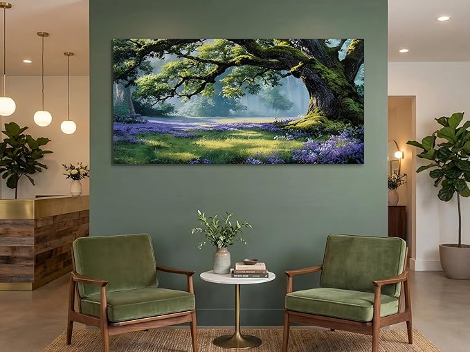 Ardemy Giant Tree Forest Canvas Wall Art 40"x20" Picture – Sunlit Landscape