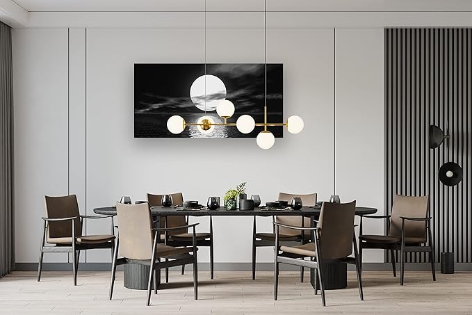 Cao Gen Decor Art S06450 Wall Art Canvas Sea White Full Moon in Night Picture