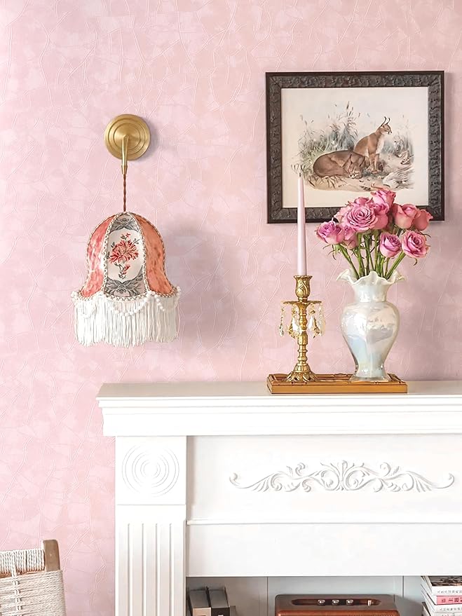 Yasinet 196.8×17.3" Pink Peel and Stick Wallpaper, Ultra-Strong Adhesion Wall