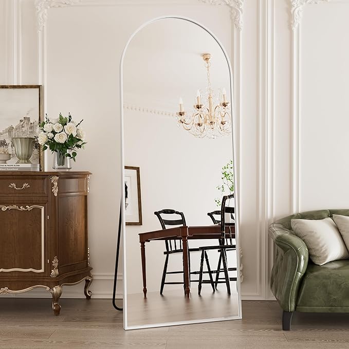 Rowjut Floor Mirror Arched Full Length Mirrors, Living Room, Aluminum Frame