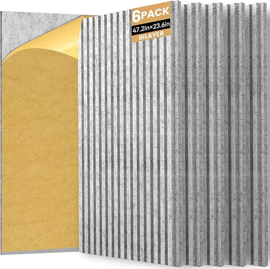 RITOLLO 6 Pack Bilayer Thickened-Sound Proof Wall Panels 47.2"x23.6"x0.72" High