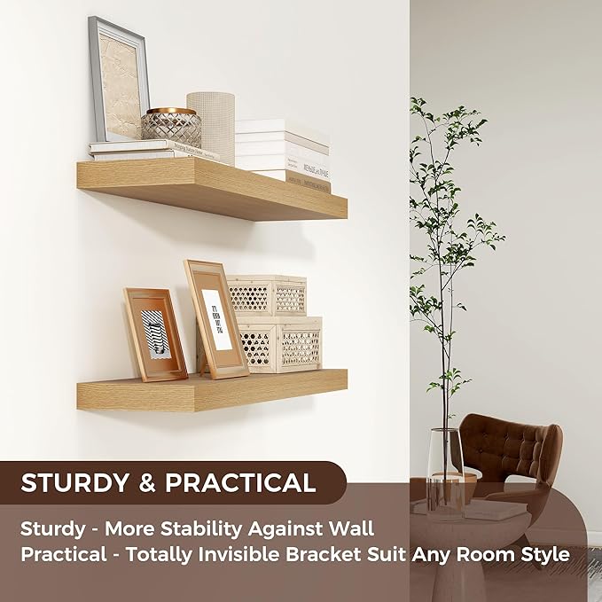 Venusmiles Floating Shelves for Wall 24 inch Long, Engineered Wood Wall Shelves