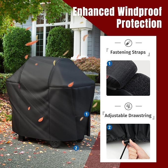 SHINESTAR 48 Inch Grill Cover for 45-48" 2-3 Burner Gas Grills, Heavy Duty Oxford Fabric BBQ Cover Waterproof UV Protection, Windproof with Magic Tape & Drawstring Bottom