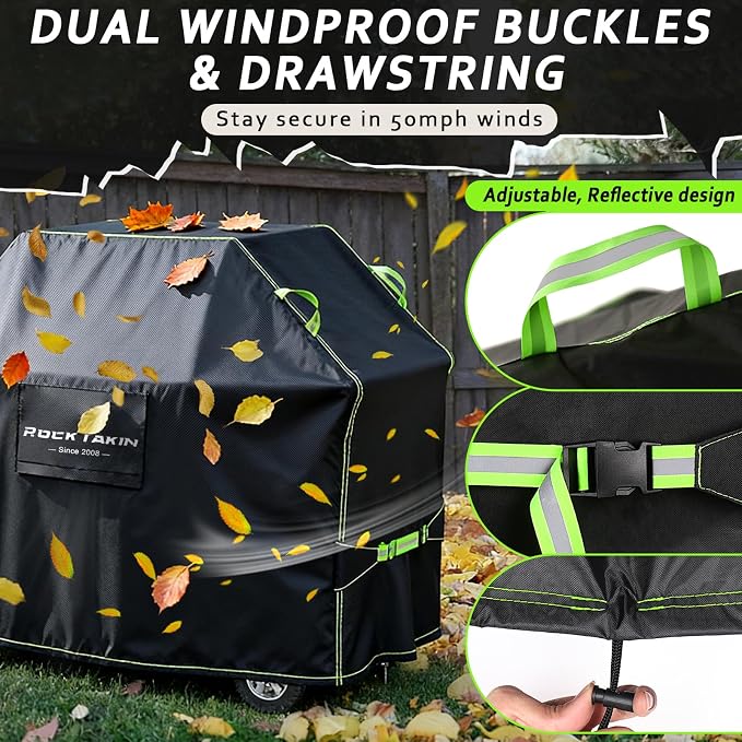 ROCKTAKIN Heavy Duty 65 Inch Grill Cover for Weber Genesis II 4 Burner & LX 400 Series, Waterproof UV & Fade Resistant Windproof Outdoor BBQ Cover with Air Vents for Weber Char-Broil Nexgrill