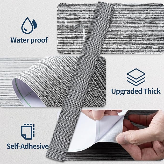 Grasscloth Textured Wallpaper Dark Gray Linen Thick 24" X 394" Fabric Contact