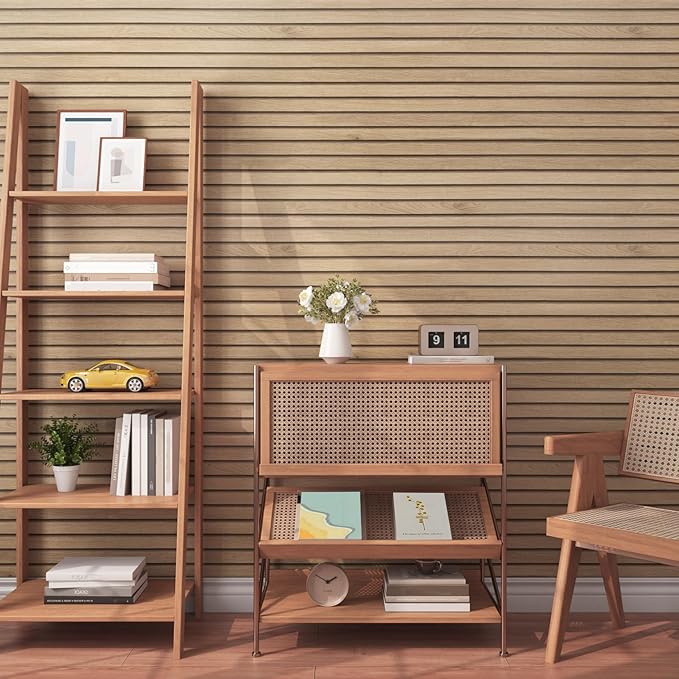 Wood Slat Wallpaper Peel and Stick Thick Brown Slat Wood Panels