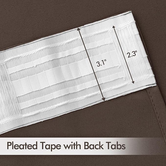 MIULEE Chocolate Brown Back Tab Blackout Curtains 84 Inch Length 2 Panels Set