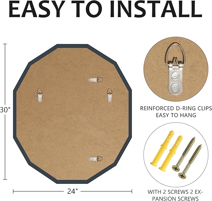 Bathroom Mirrors for Over Sink, Round Frameless Mirrors for Wall, 24x30 Inch