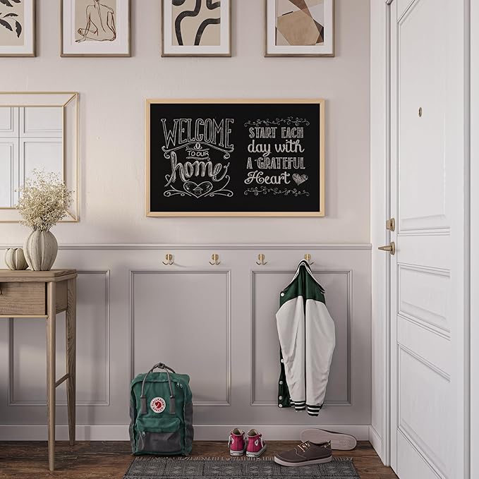 U Brands Chalkboard, Birch Wood Frame, Wall Mountable, Dry Erase Board
